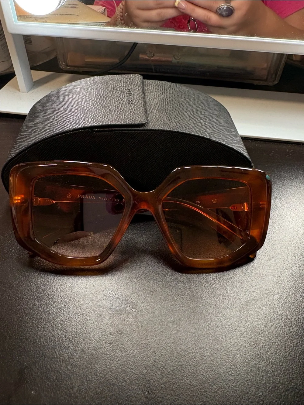 Prada Oversized Tortoiseshell Brown Square Sunglasses